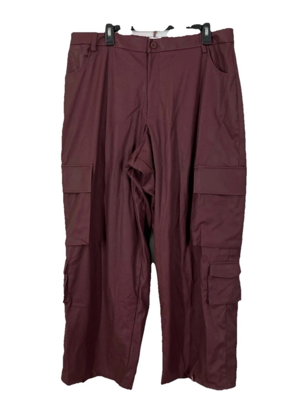 Terea by Andrea Pitter Women's Dark Cherry Faux Leather Pants Sport Small NWT 1